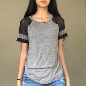 Grey t shirt with black sheer